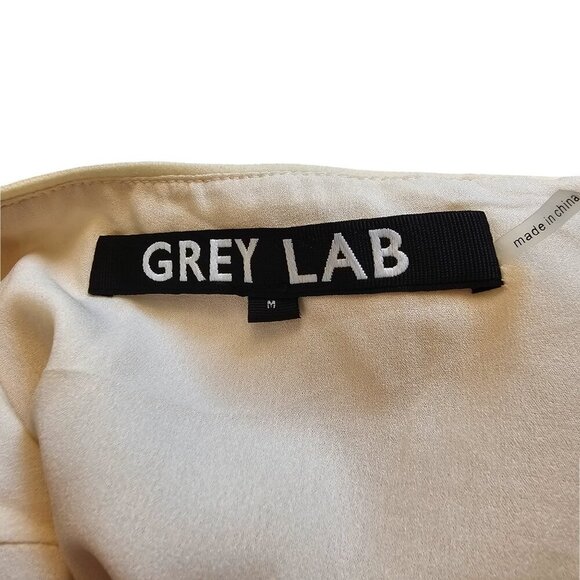 Grey Lab Sequin Vent Midi Skirt Light Cream Sz M - Picture 5 of 7